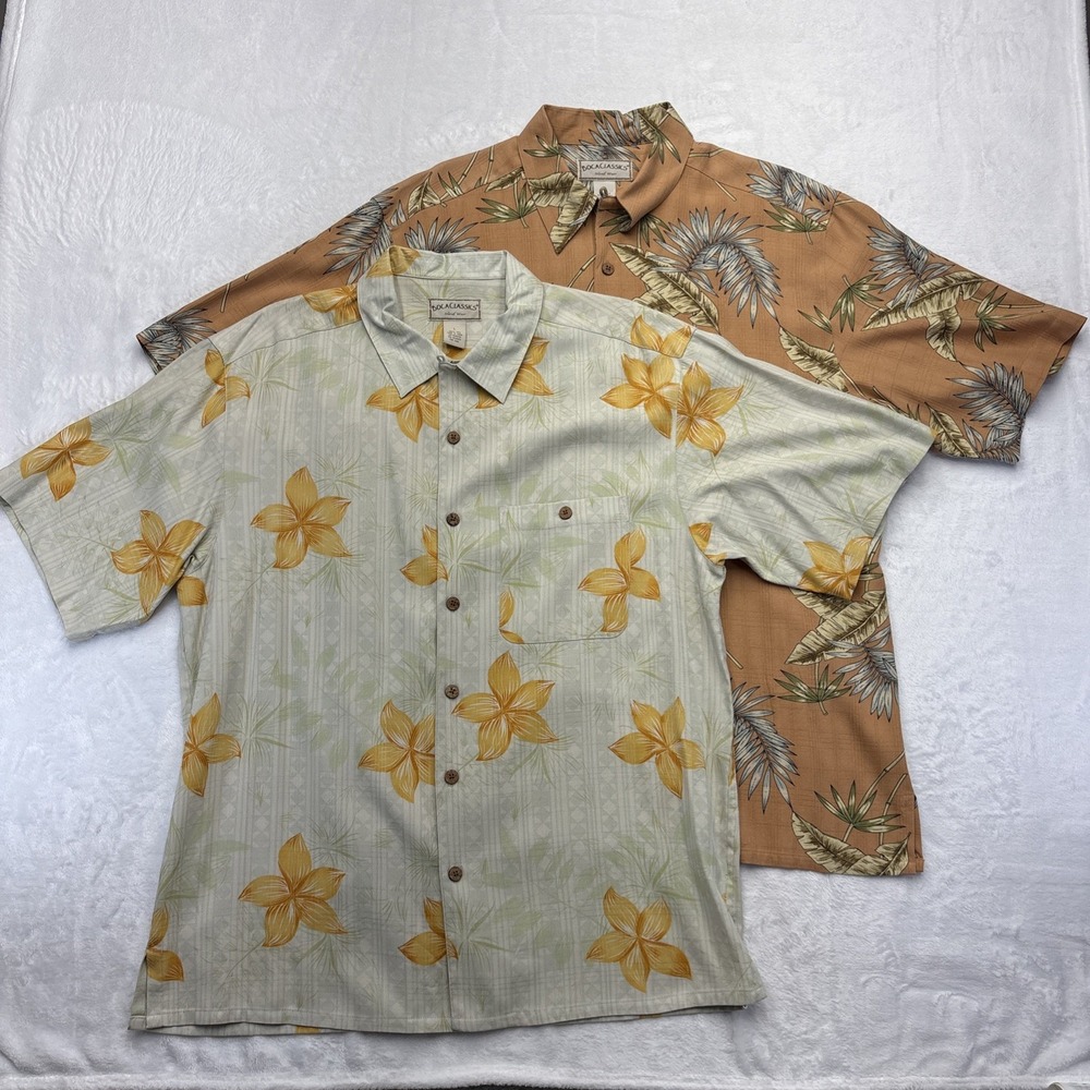 Boca Classics 100% Silk Camp Shirts Bundle Men's L Tropical Resort Style